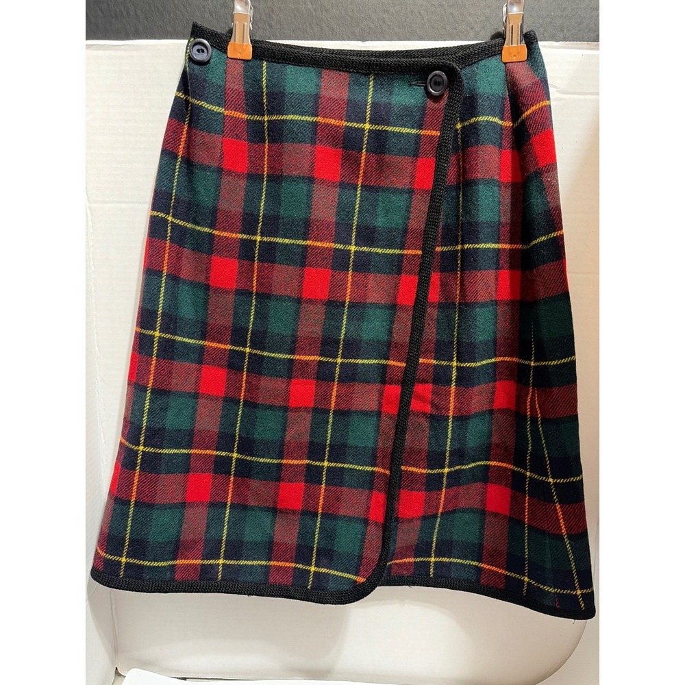 Pendleton Vintage Wool Wrap Skirt Size 12 100% Virgin Wool Plaid Tartan USA